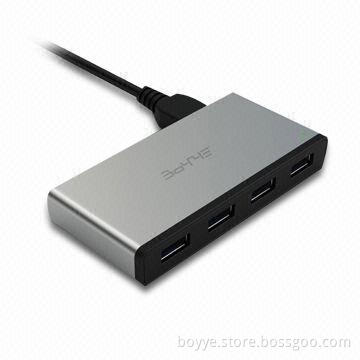 USB3.0 Hub with Aluminum Metal Cover, Unique Design, Measuring 95 x 45.5 x 14.5mm